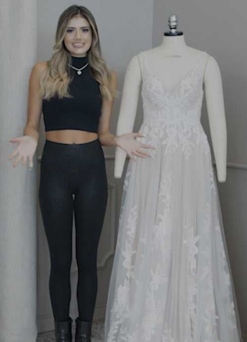Diamond White A-Line V-Neck Sequins Tulle Dress