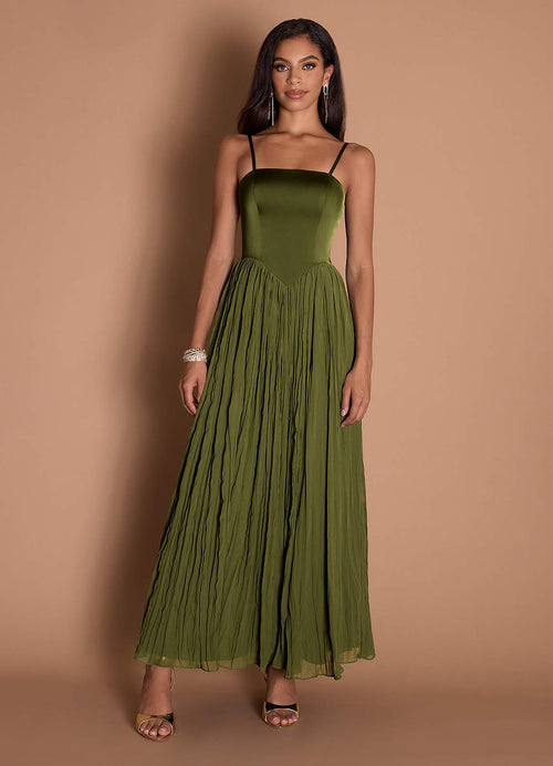 Lorie Olive Ruffle Maxi Dress  Dress