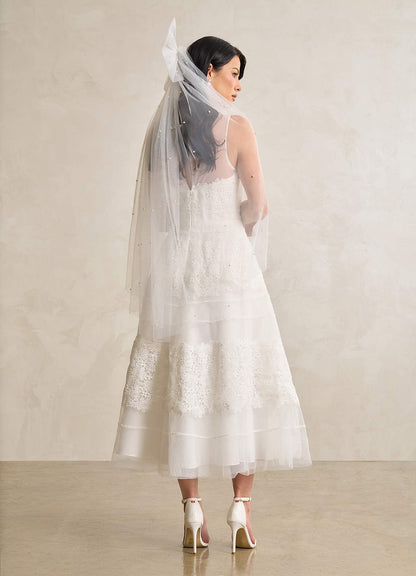 Diamond White A-Line Sweetheart Lace Tulle Dress