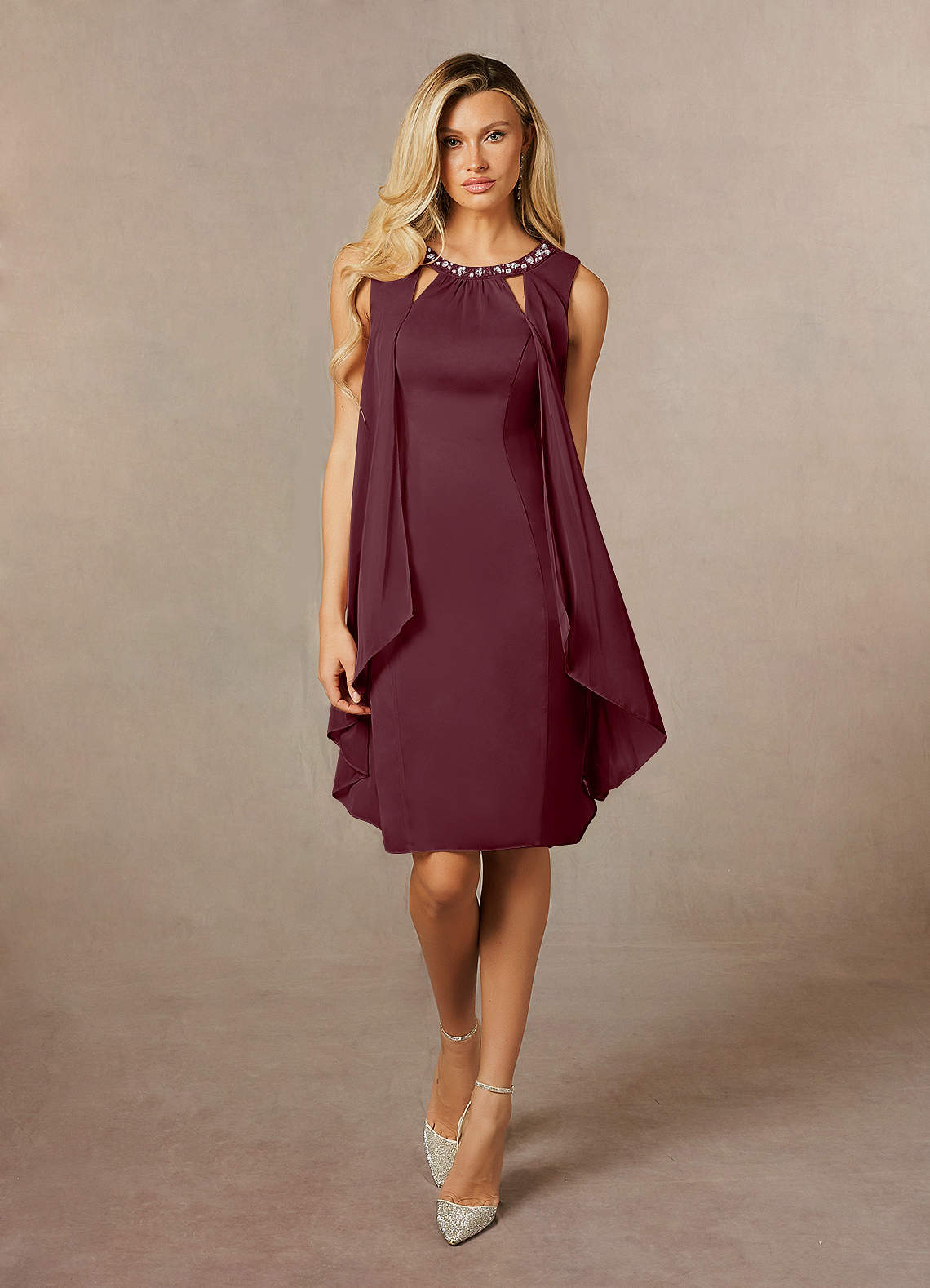 Cabernet A-Line Sequins Mesh Dress