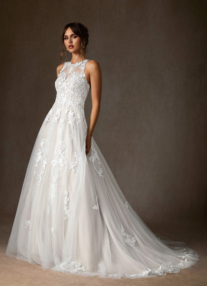 Diamond White A-Line Sweetheart Lace Tulle Dress