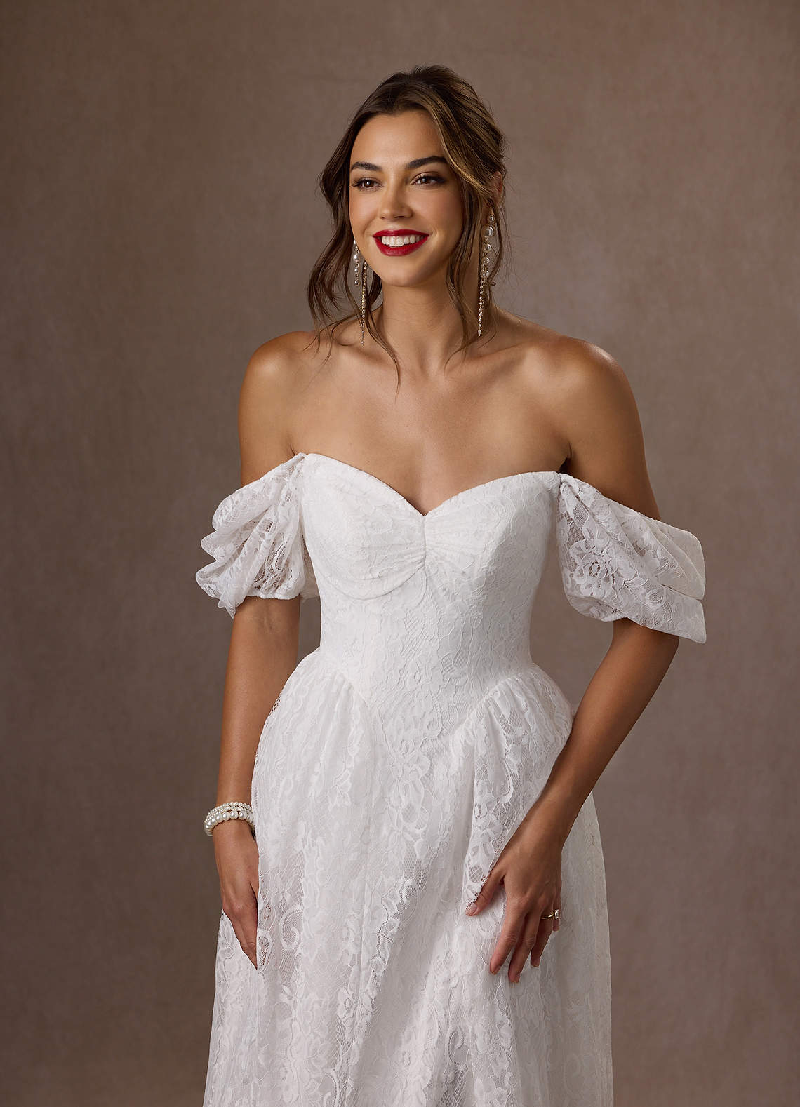 Diamond White A-Line Sweetheart Neckline Lace Dress