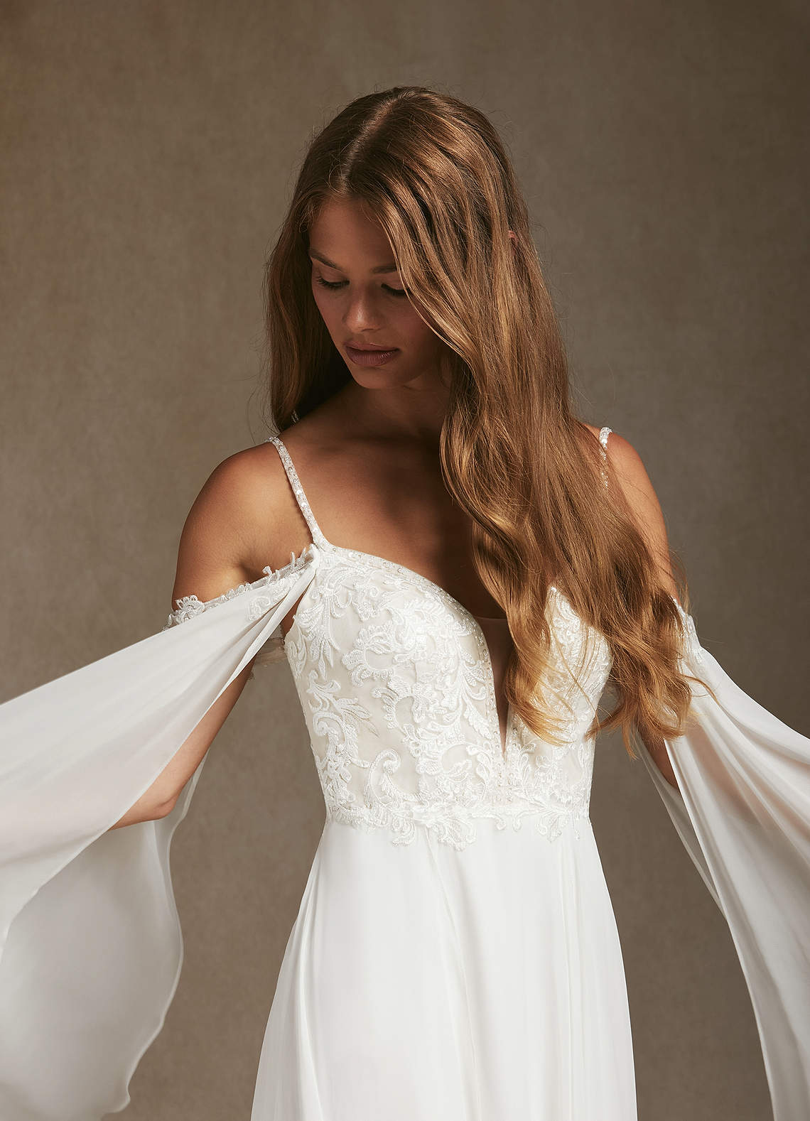 Diamond White A-Line Sequins Chiffon Dress