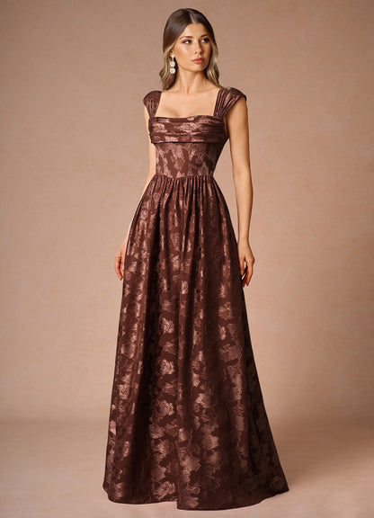 Hazel Mocha Coco Pleated Maxi Dress  Dress