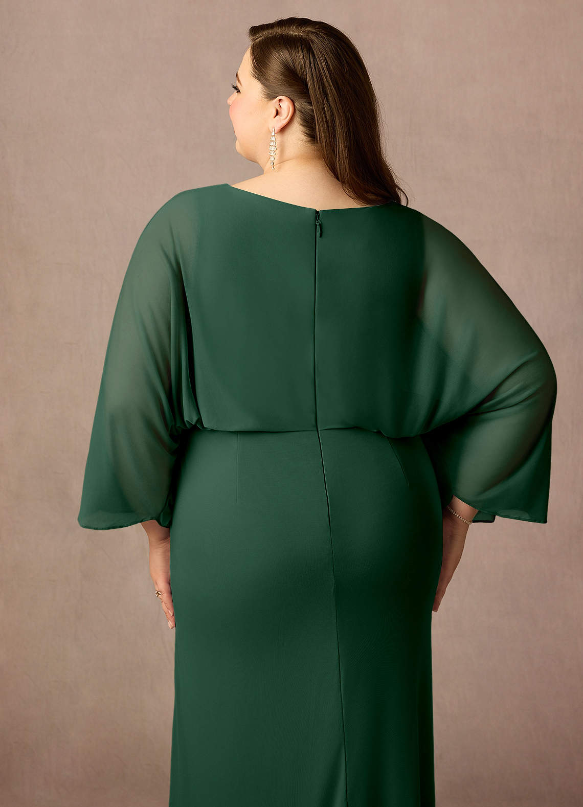 Dark Green Mermaid Pleated Mesh Dress