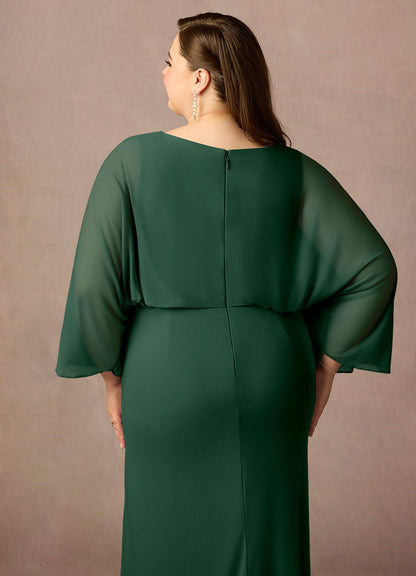 Dark Green Mermaid Pleated Mesh Dress
