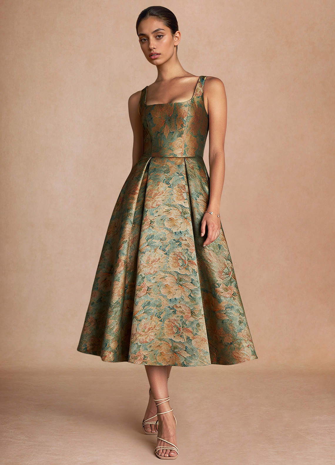 Ainslee Vintage Teal Midi Dress