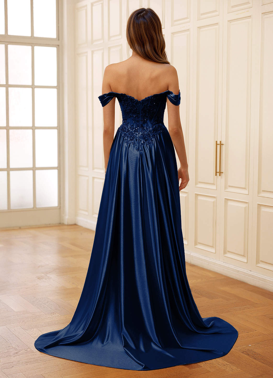 Rowane Neptune Corset Rhinestone Sheer Lace Prom Dress  Dress
