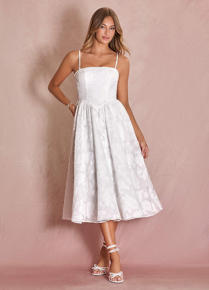 Nora White Midi Dress  Dress