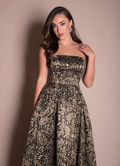 Valeri Ebony Gold Gown
