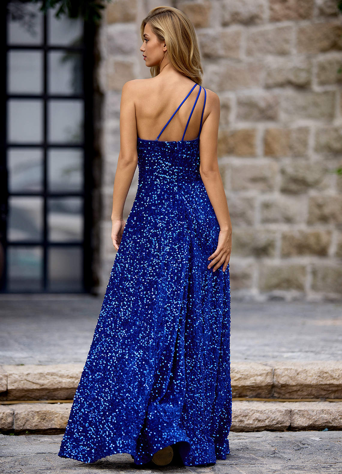 Opulent Royal Blue Velvet Sequins Prom Dress  Dress
