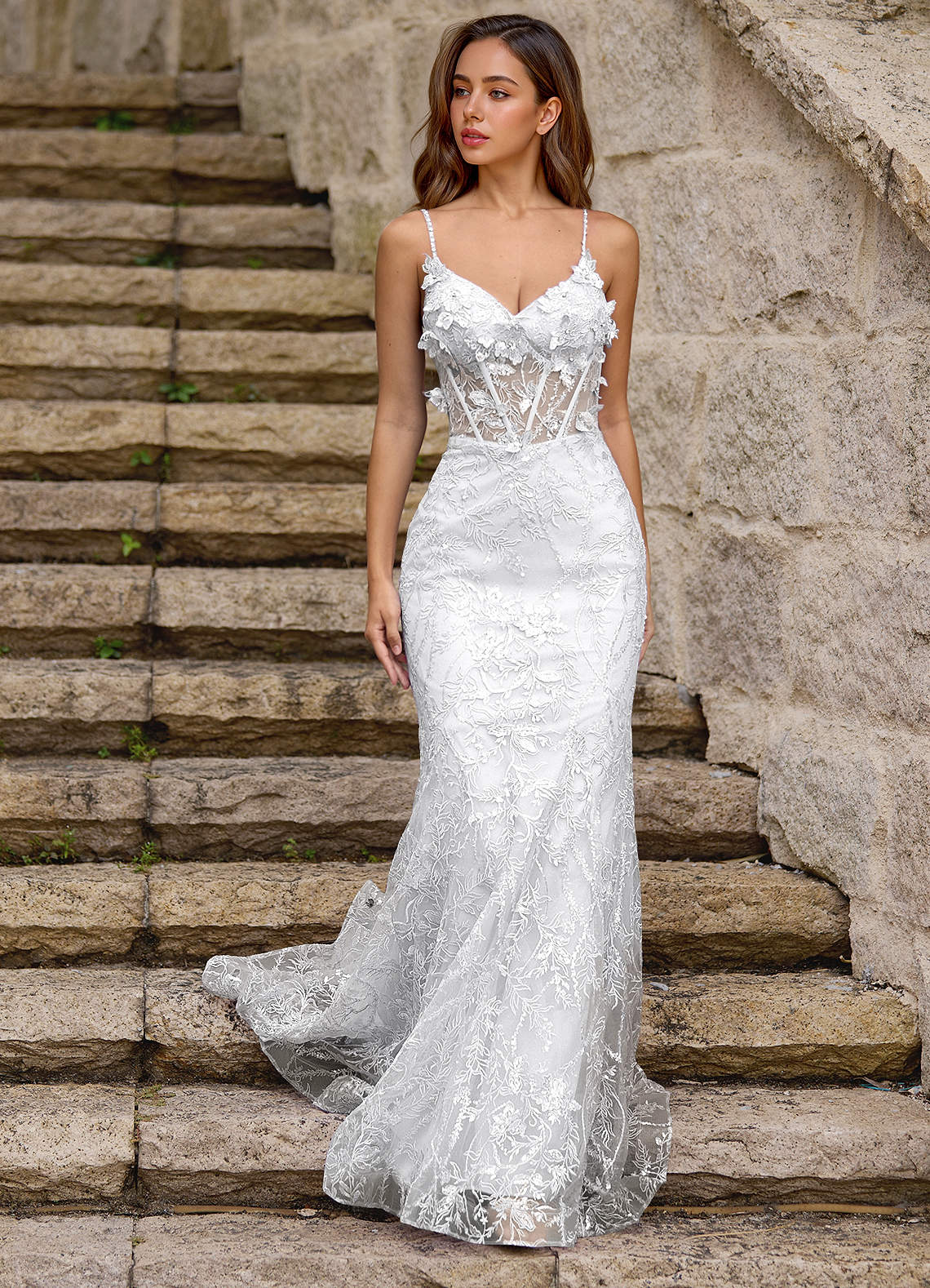 Blazing White Glitter Prom Dress