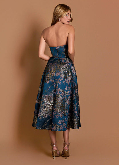Marlie Teal Floral Midi Dress