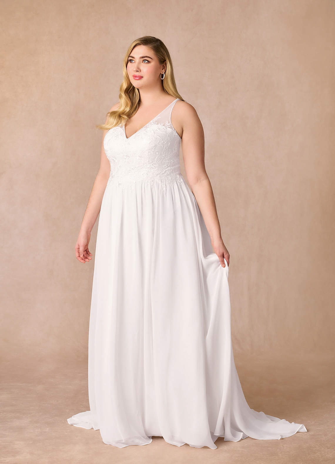 Diamond White A-Line Sequins Chiffon Dress