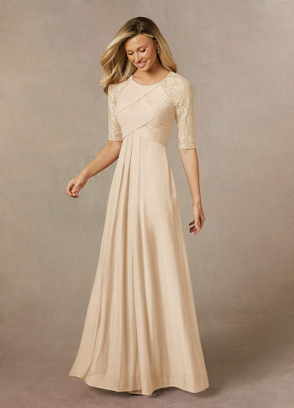 Champagne A-Line Lace Mesh Dress