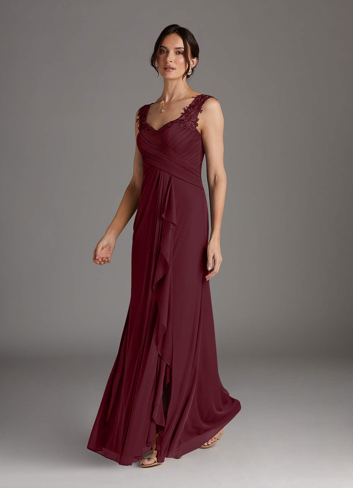 Cabernet A-Line Sweetheart Neckline Pleated Mesh Dress