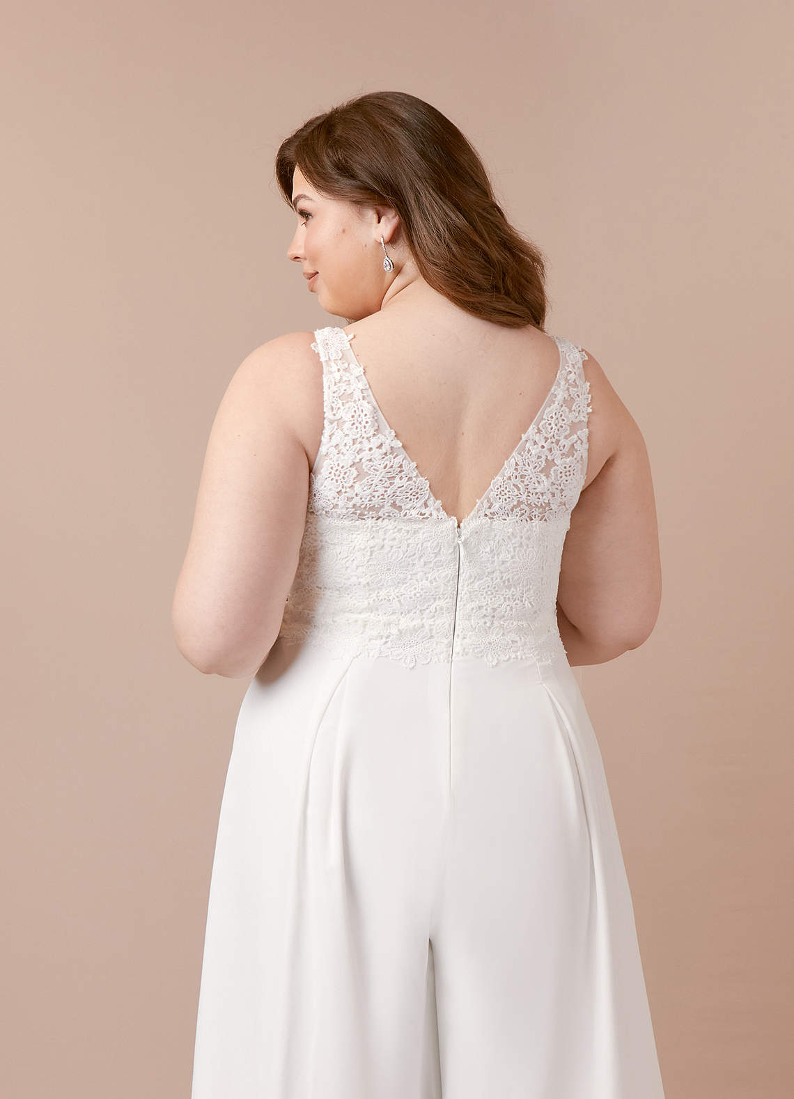 Diamond White Pant Styles V-Neck Lace Chiffon Dress