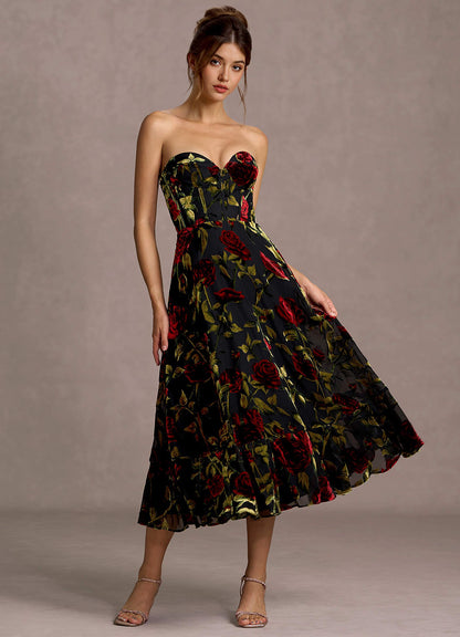 Zerina Black Multi Midi Dress  Dress