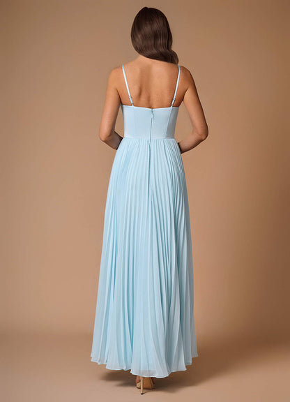 Anita Sky Blue Pleated Maxi Dress