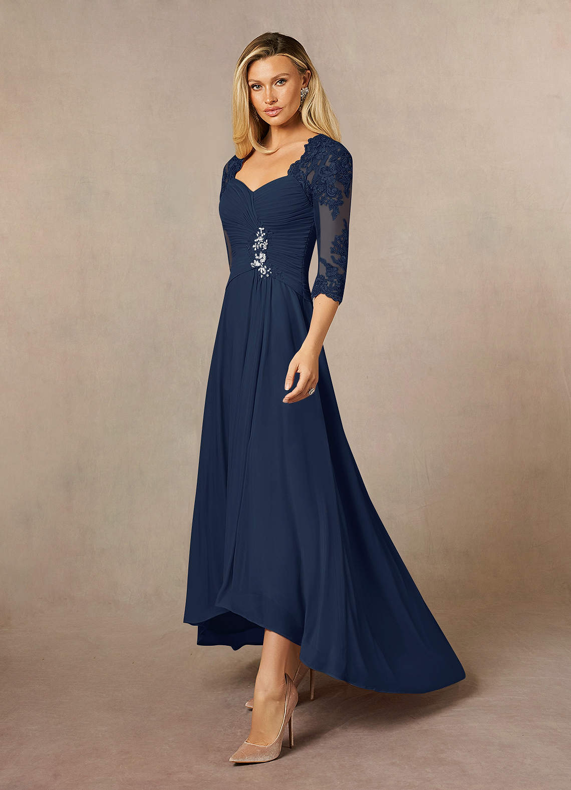 Dark Navy Sheath Sweetheart Sequins Lace Dress