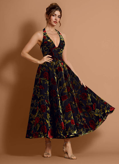 Anouk Black Multi Midi Dress  Dress