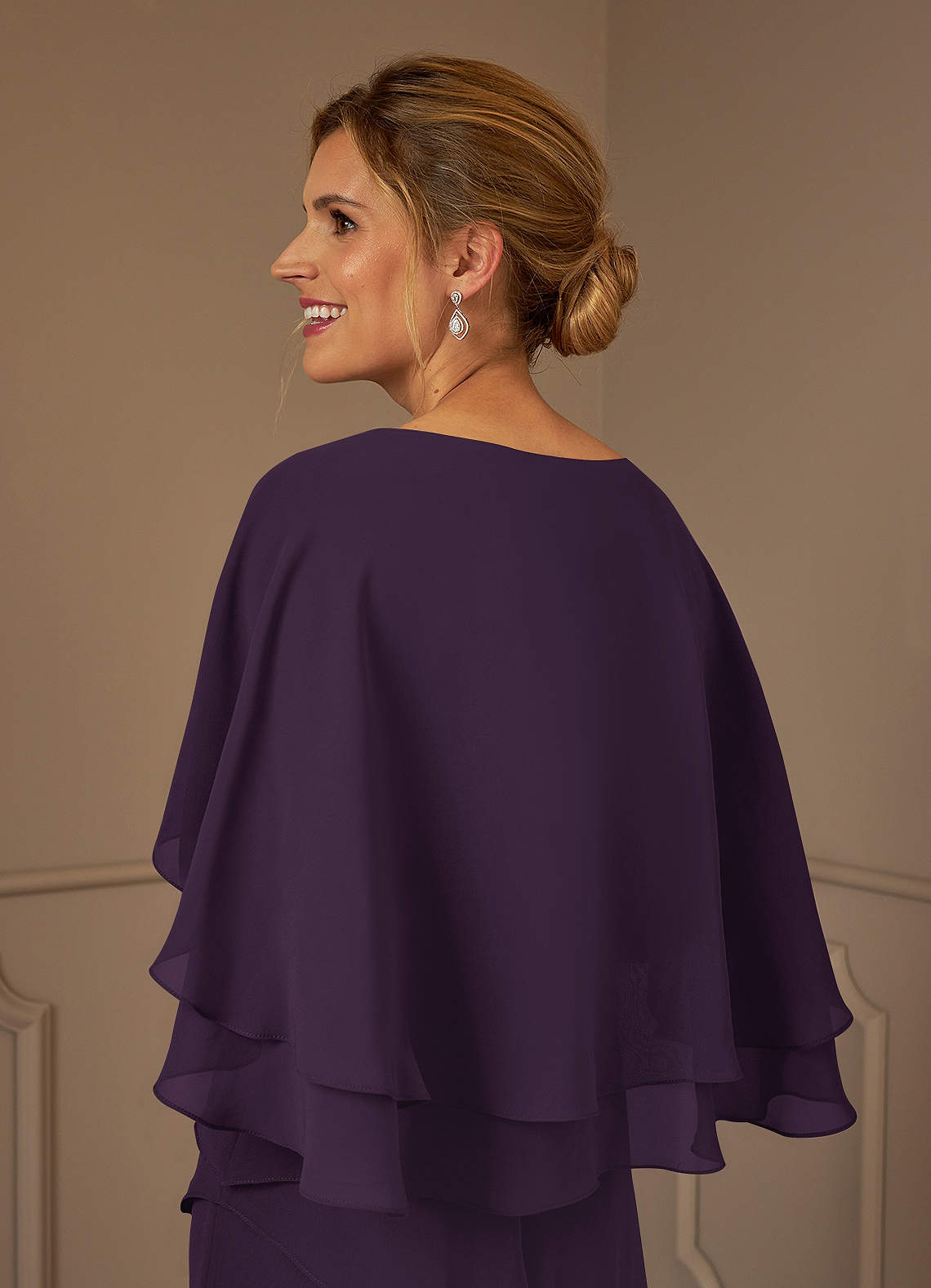 Plum A-Line V-Neck Chiffon Dress