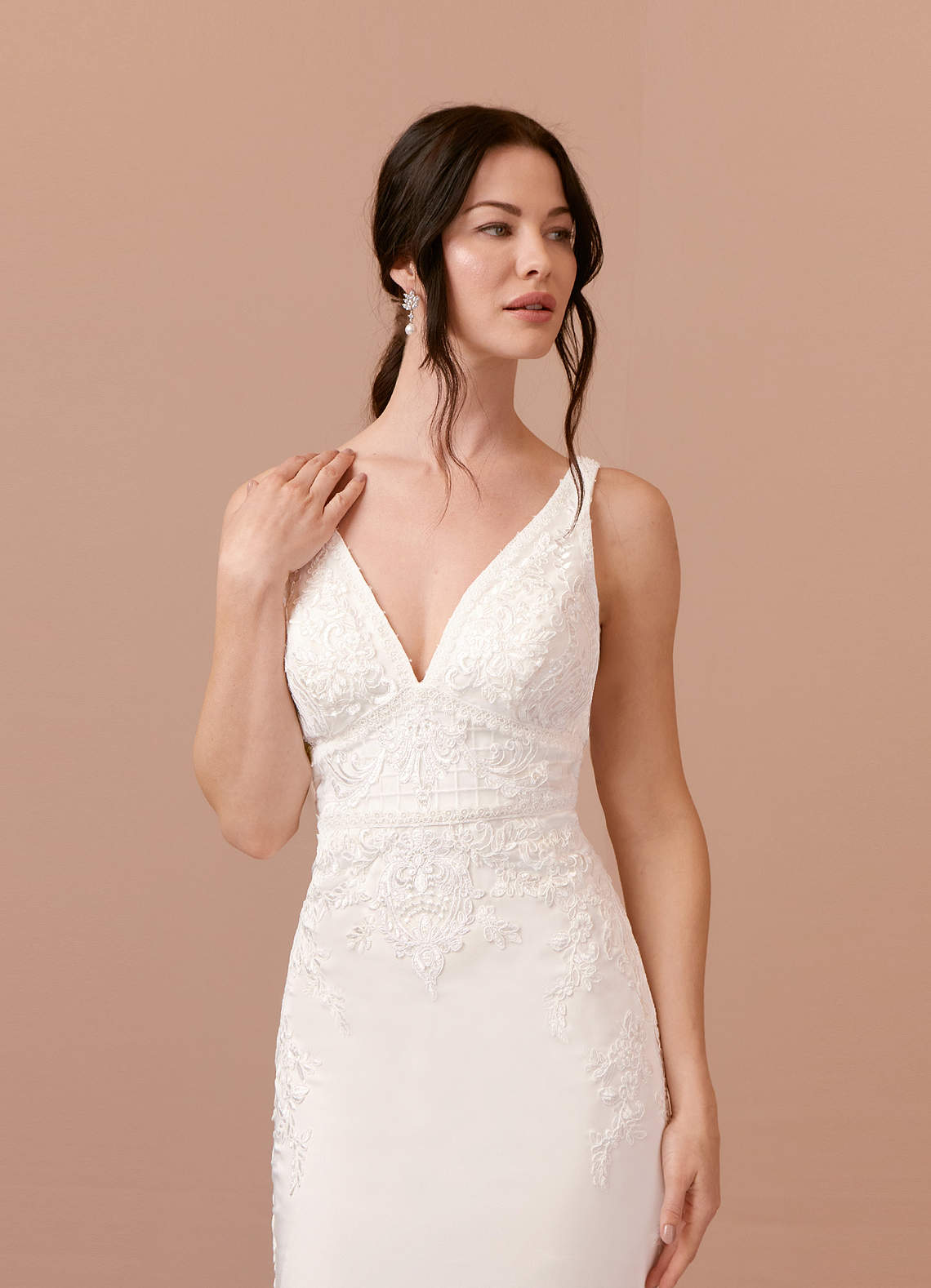 Diamond White Mermaid Lace Satin Dress