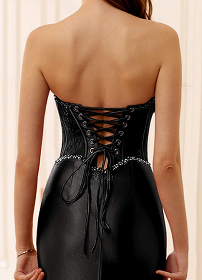 Arizona Black Corset Rhinestone Lace Prom Dress