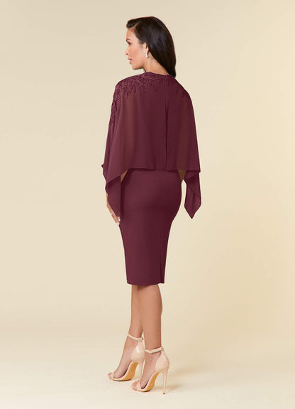 Cabernet Sheath Lace Chiffon Dress
