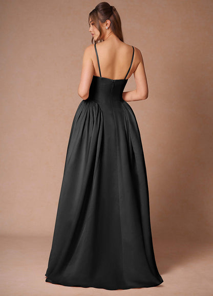 Relana Black Sleeveless Bandeau Ballgown