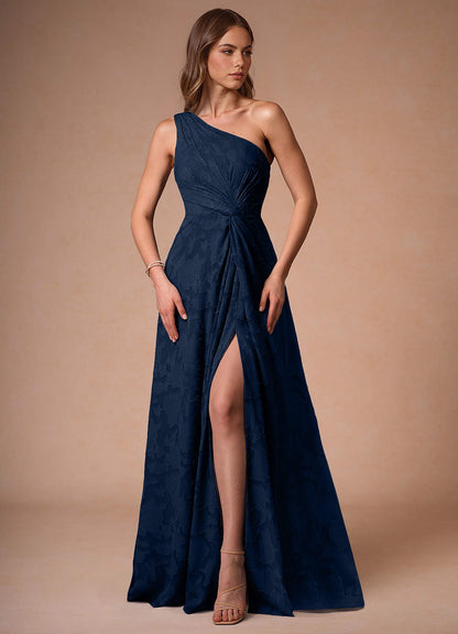 Hermosa Navy One Shoulder Maxi Dress  Dress