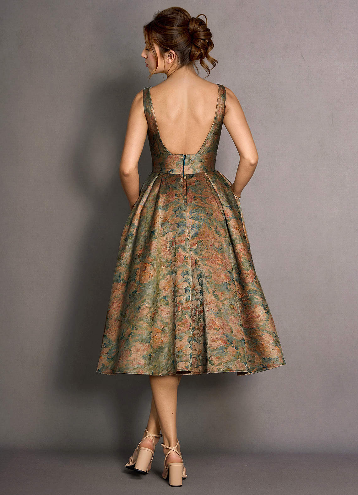 Katel Vintage Teal Midi Dress