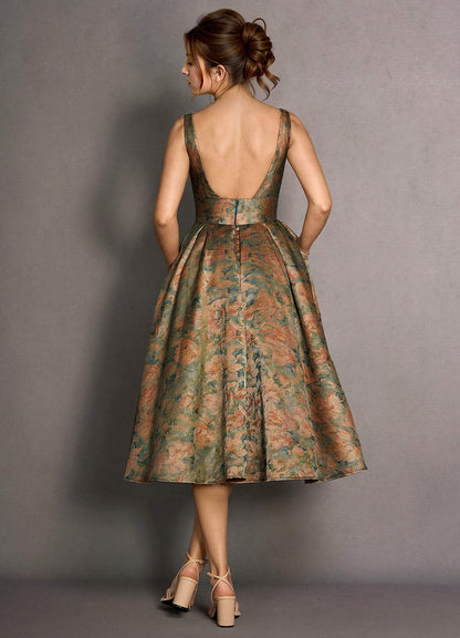 Katel Vintage Teal Midi Dress