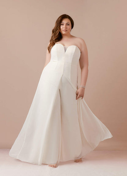 Diamond White Pant Styles Strapless Chiffon Dress