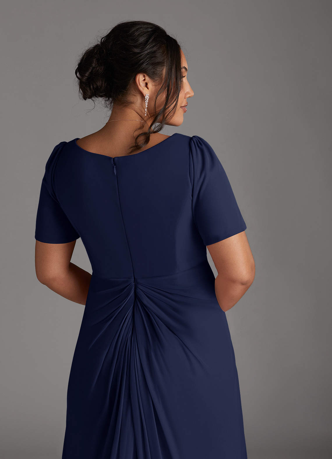 Dark Navy A-Line Pleated Mesh Dress