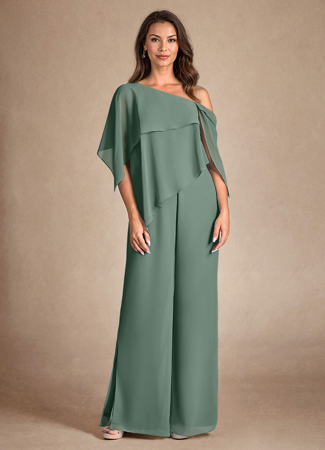 Eucalyptus Jumpsuit/Pantsuit Side Slit Chiffon Dress
