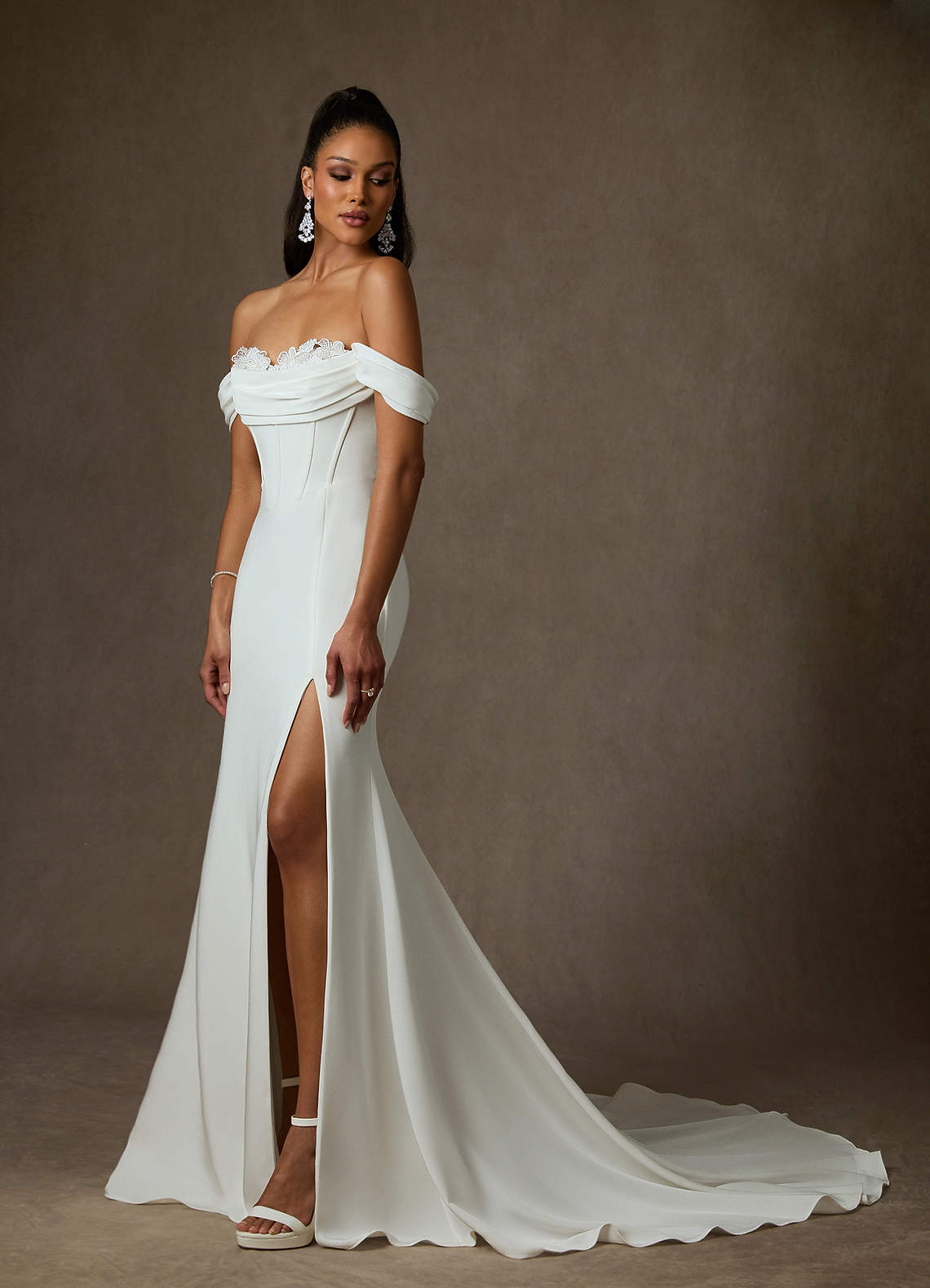 Diamond White Mermaid Sweetheart Neckline Crepe Back Satin Dress