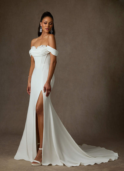 Diamond White Mermaid Sweetheart Neckline Crepe Back Satin Dress
