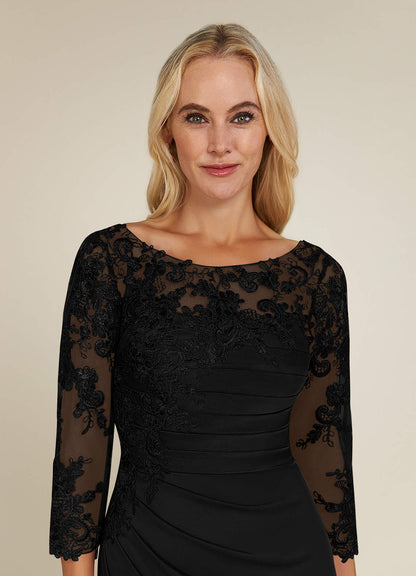 Black Sheath Scoop Lace Lace Dress