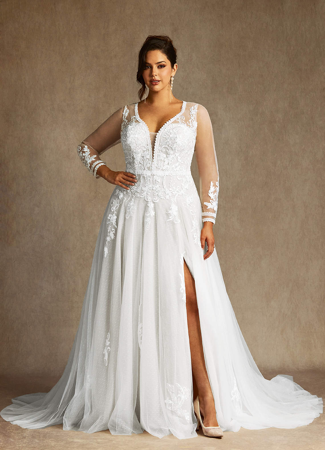 Diamond White A-Line Lace Tulle Dress