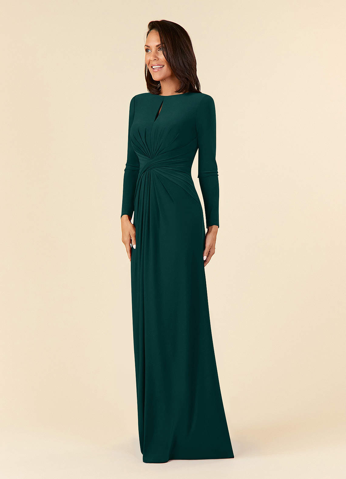 Pine A-Line Pleated Luxe Knit Dress
