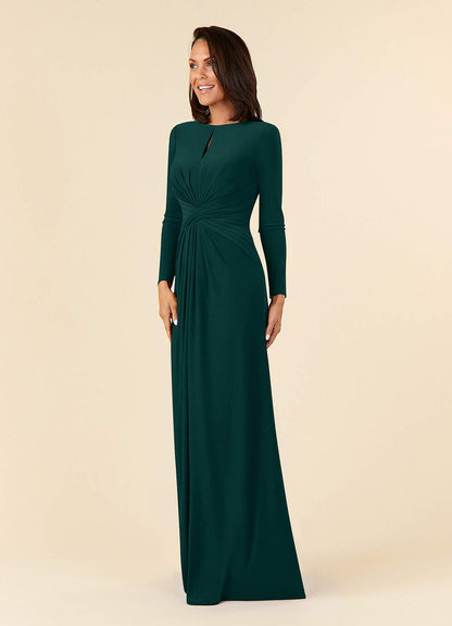 Pine A-Line Pleated Luxe Knit Dress