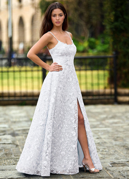 Magnolia Ivory Sequined Lace Flowers Prom Dress