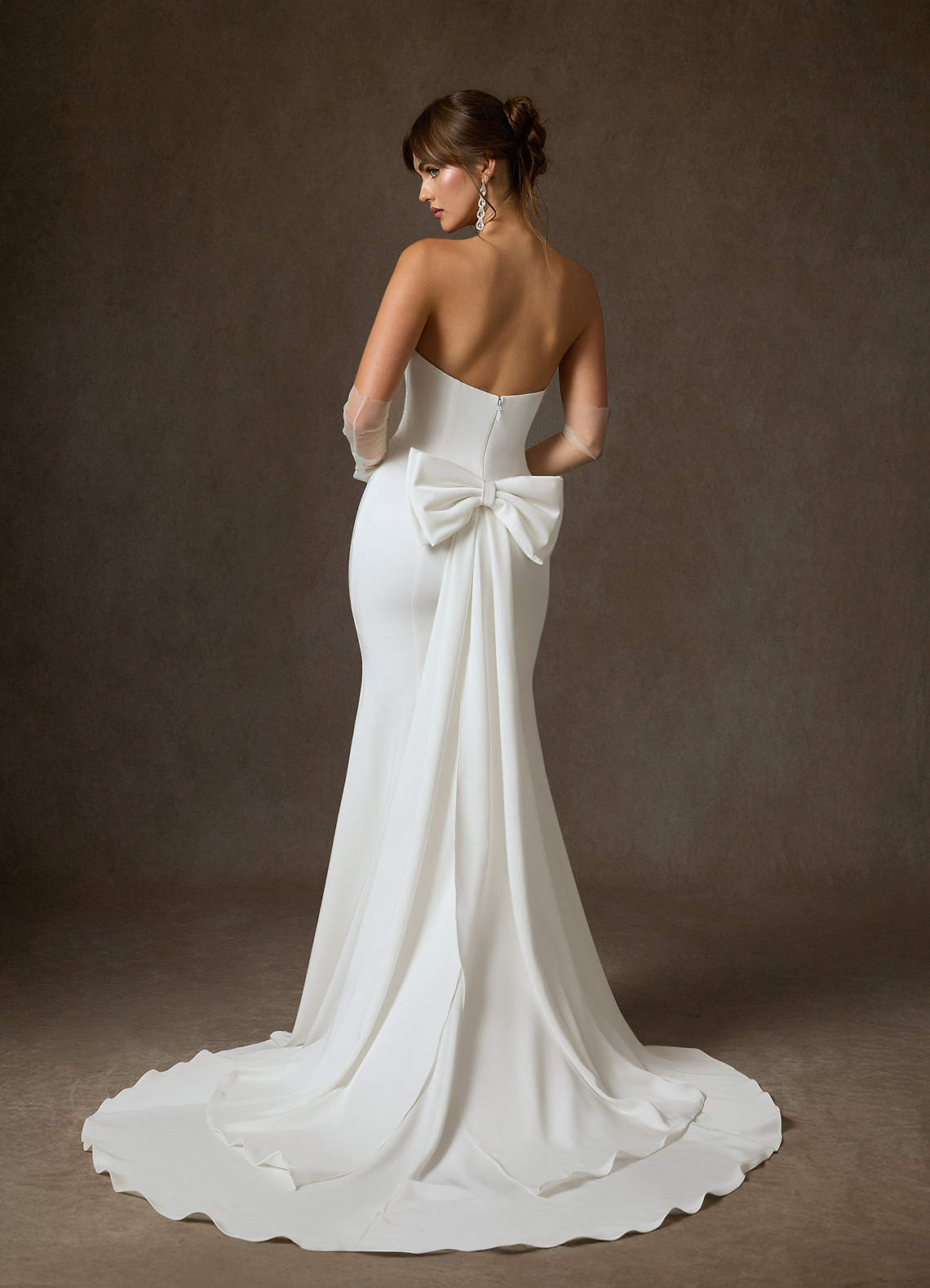 Diamond White Fit and Flare Strapless Crepe Back Satin Dress