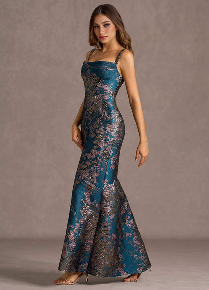 Trinity Teal Floral Maxi Dress
