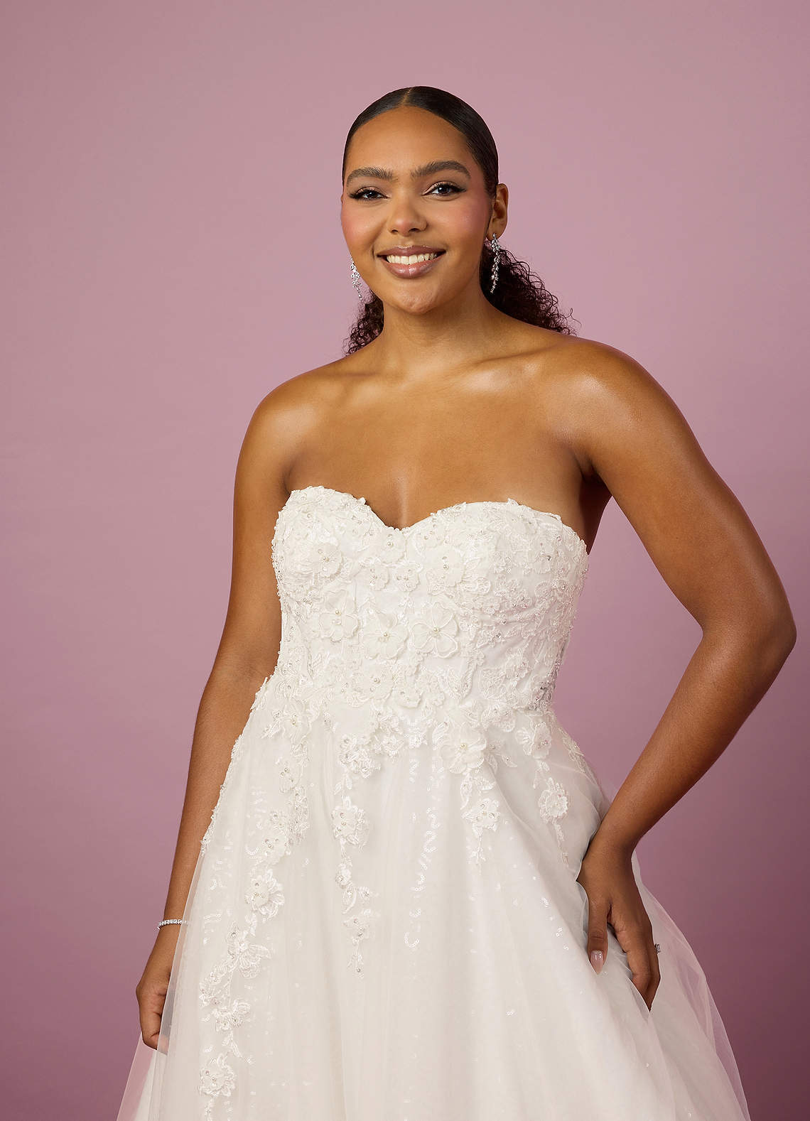 Diamond White Ball-Gown Lace Tulle Dress Diamond White