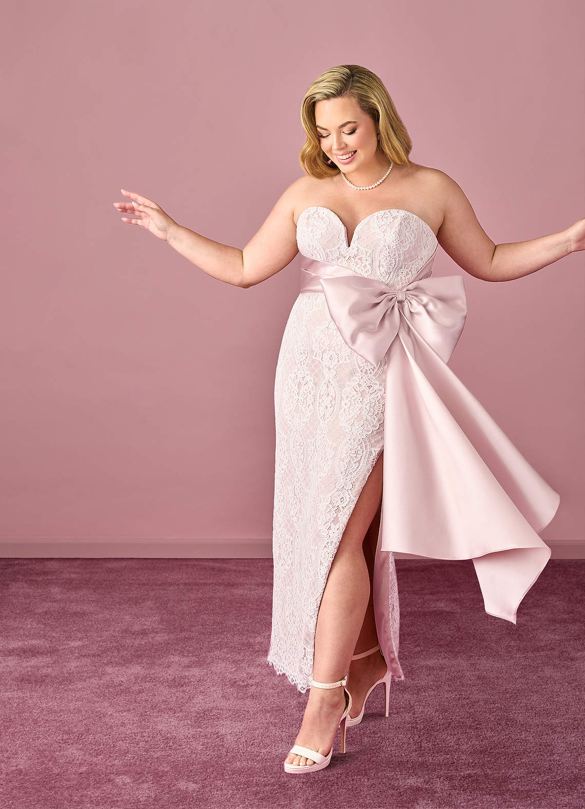 Diamond White Ballerina Pink Sheath Lace Mikado Dress Diamond White/Ballerina Pink