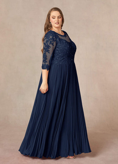 Dark Navy A-Line Sequins Chiffon Dress