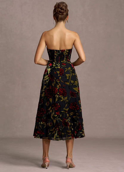Zerina Black Multi Midi Dress  Dress