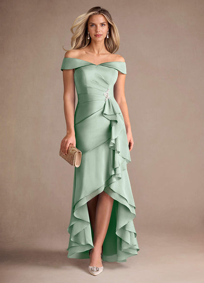 Agave Mermaid Off the Shoulder Stretch Satin Dress